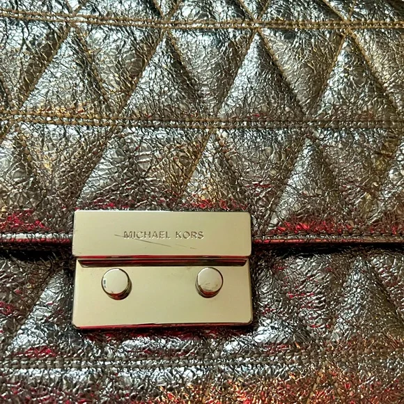 SOLD - Michael Kors Silver Quilted Leather Shoulder Bag w/Silver Hardware - Picture 13 of 13